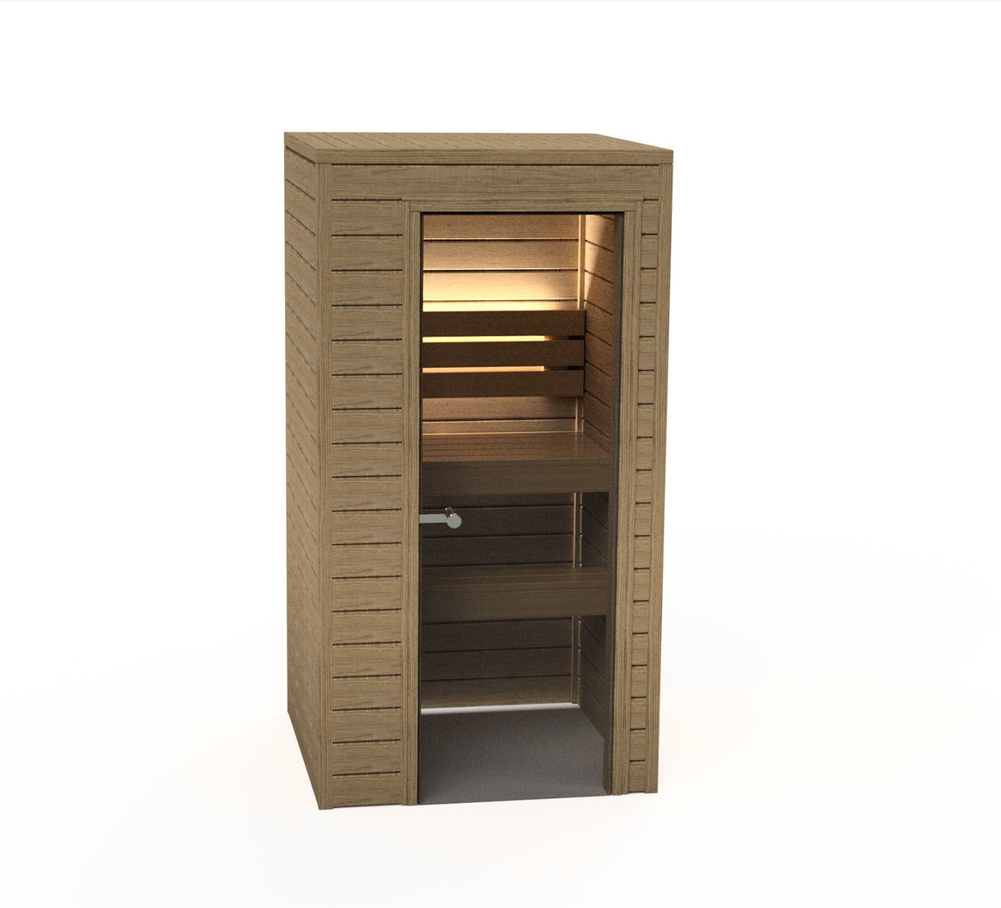 wellmia® Spirit Mini | Sauna für kleine Wohnungen | mit Steckdosenofen |109 x 109 x 200 cm