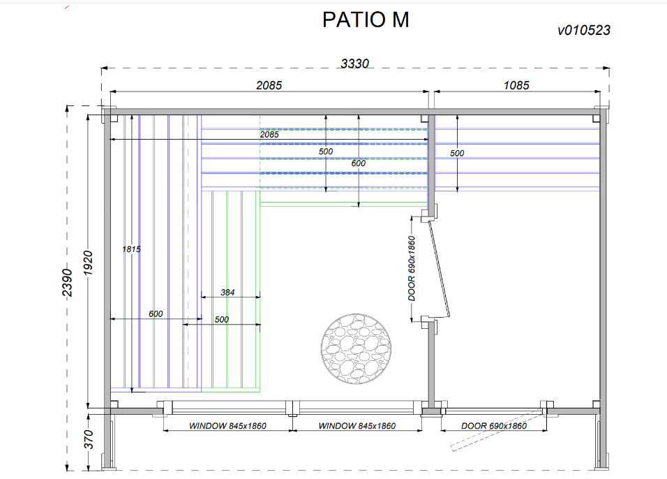 wellmia® Patio M | Gartensauna aus Thermoholz mit Vorraum |  239 x 330 x 245 cm (B/T/H)