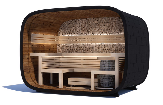 wellmia Round Cube Relax | Gartensauna aus Thermoholz Design |  310 x 200 x 220 cm (B/T/H)