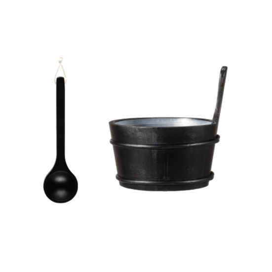 4Living Saunaeimer mit Saunakelle duo Saunakübel Set | 4L Schwarz