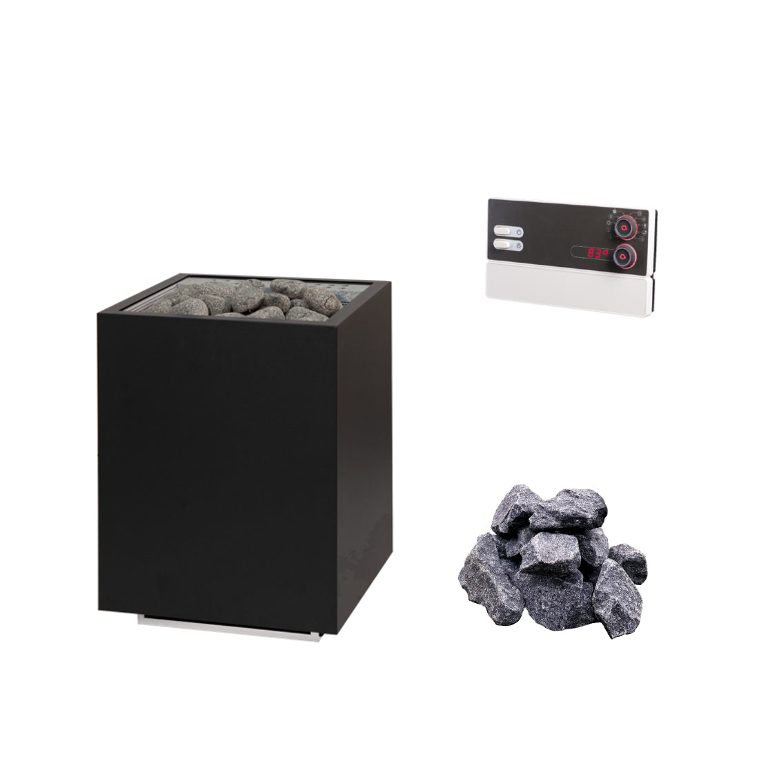 Sentiotec Home Combi | Sauna Elektroofen Combi Komplettset | inkl. Pro C3 Combisteuerung und 20kg Harvia Saunasteine | 6 kW / 9 kW