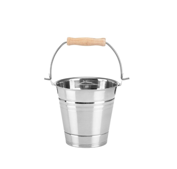 4Living Saunaeimer aus rostfreiem Stahl miz Holzgriff | 2L