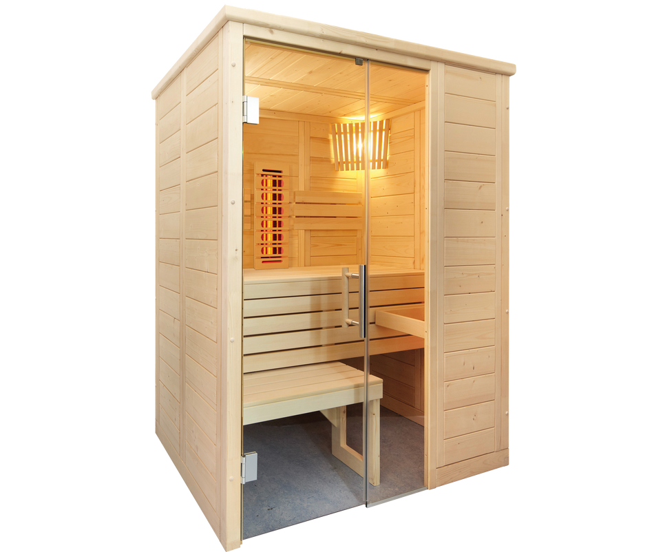 Harvia Alaska Mini Infra+ | Massivsauna Infrarot Fichtenholz Innensauna Bausatz | 160 x 110 x 204 cm (B/T/H)
