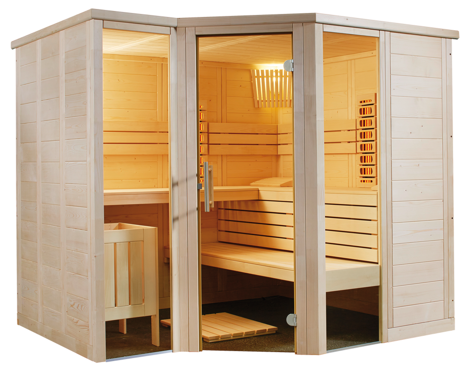 Harvia Arktis Infra+ | Massivsauna Infrarot Fichtenholz Innensauna Bausatz | 232 x 206 x 204 cm (B/T/H)