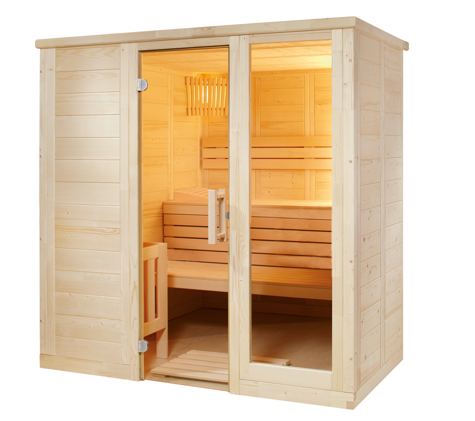 Harvia Komfort Small | Massivsauna Fichtenholz Innensauna Bausatz | 208 x 158 x 204 cm (B/T/H)