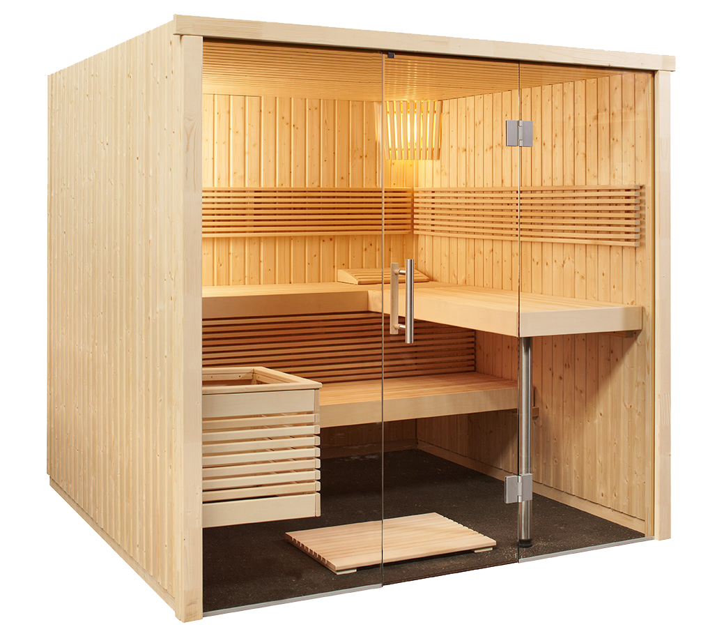 Sentiotec Panorama Large | Elementsauna Fichtenholz Innensauna Bausatz | 214 x 215 x 204 cm (B/T/H)