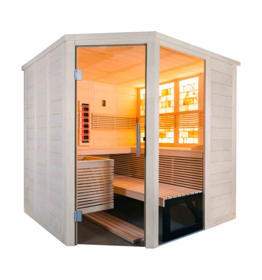 Harvia Himalaya Corner Infra+ | Massivsauna  Fichtenholz Innensauna Bausatz | 206 x 206 x 204 cm (B/T/H)