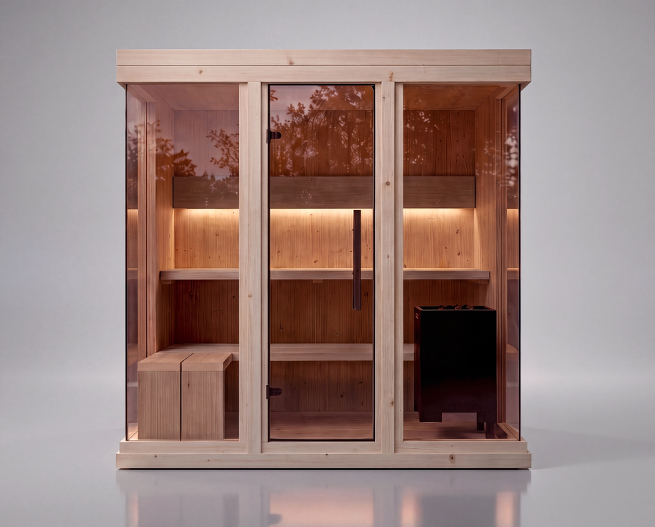 Leil® Celto M | Gartensauna Panorama für 3 Personen |  202 x 140 x 210 cm (B/T/H)