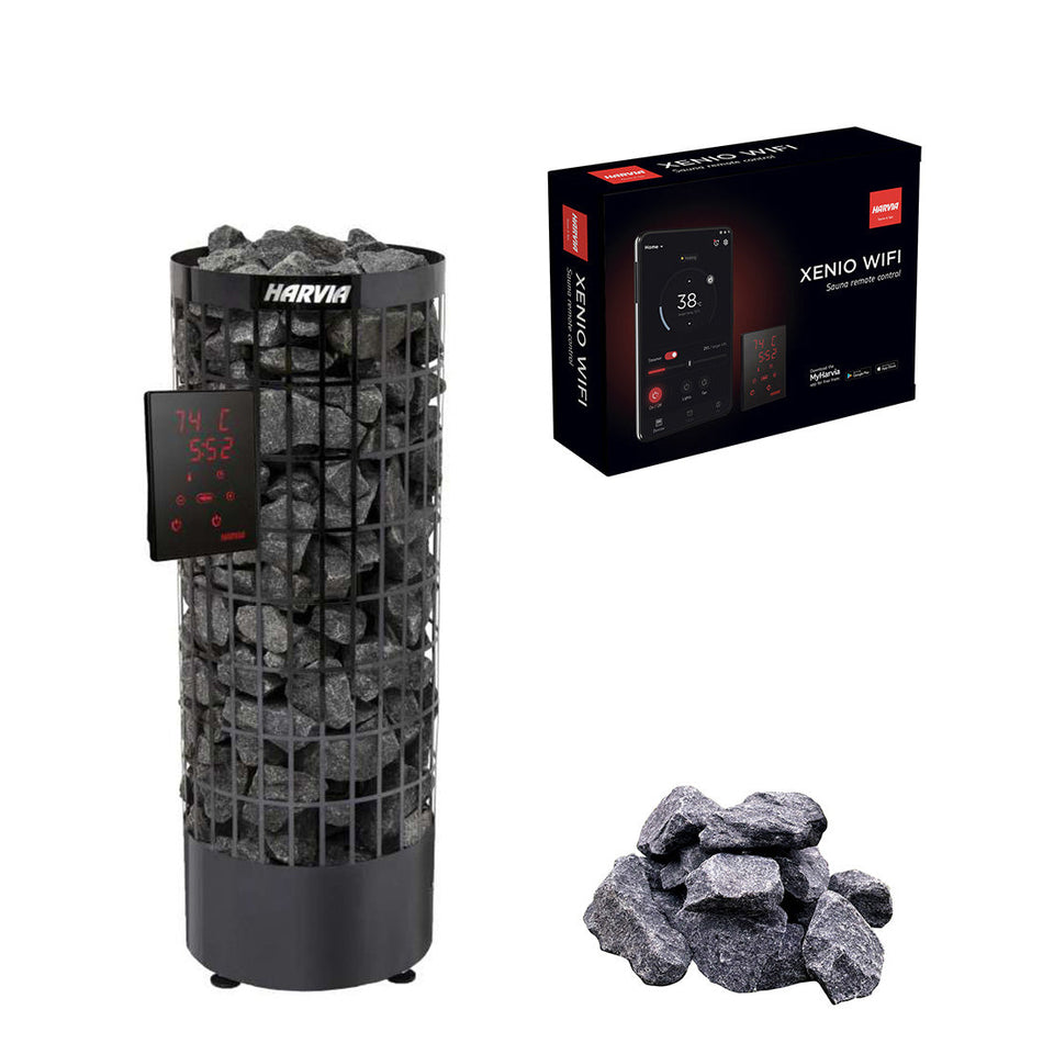 Harvia Cilindro XE | Elektro Saunaofen Set mit CX110 Bedienfeld + WIFI Steuerung über das Handy | 6,8 kW / 9 kW / 10,8 kW