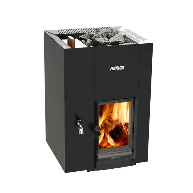 Harvia Linear 22 GreenFlame LS | Saunaofen Holz für Gartensauna Holzofen Sauna | 15,7 kW