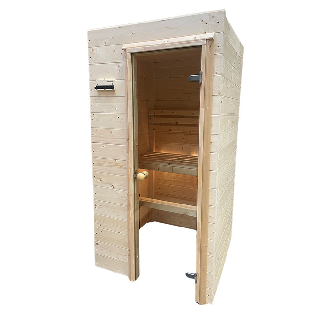 wellmia® Spirit Mini - 230V Mini Sauna für 1 bis maximal 2 Personen - 109 x 109 x 200 cm