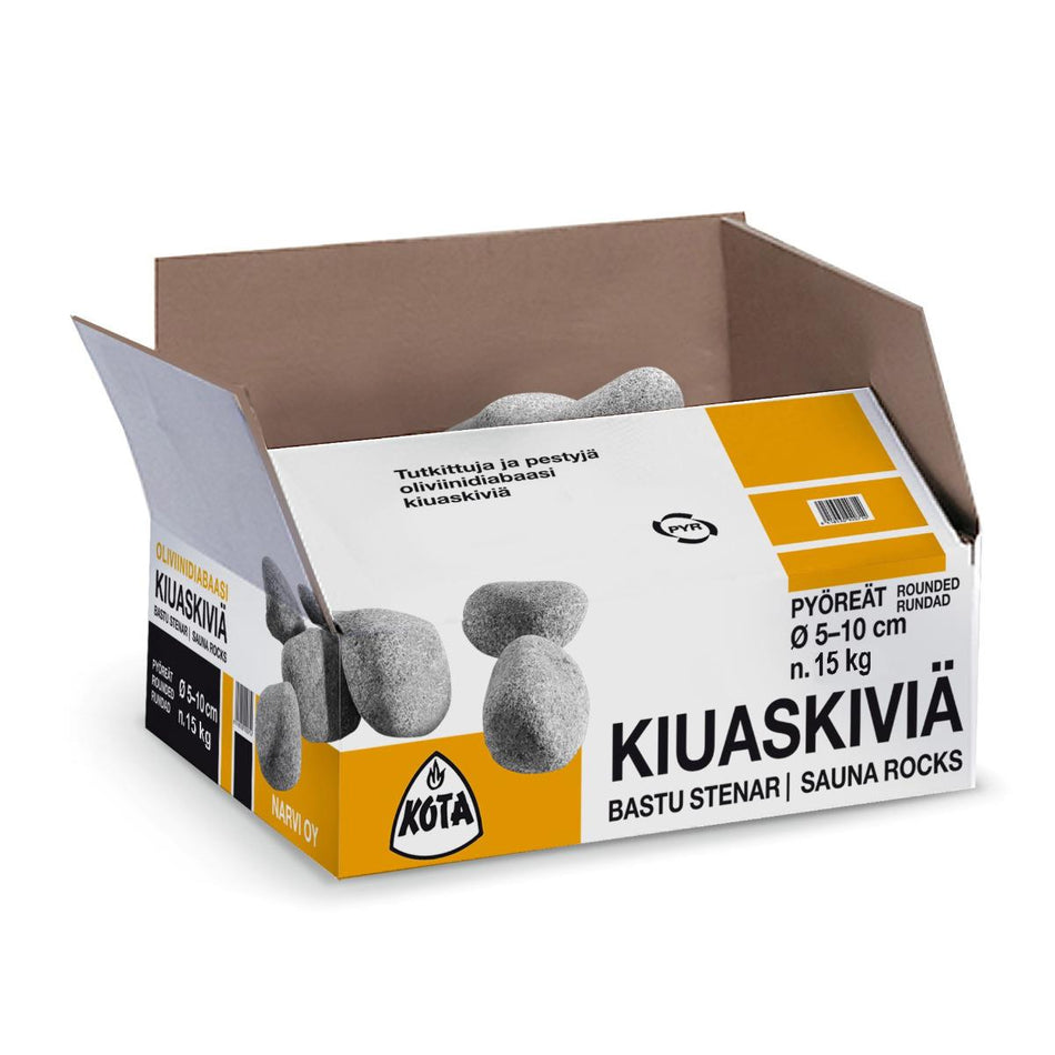 wellmia® 15 kg runde Saunasteine Olivindiabas 5-10cm gewaschen, 5-10 cm