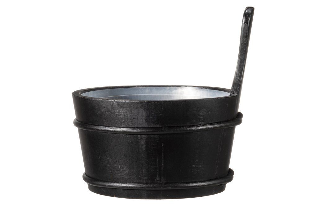 wellmia Classics Sauna Zubehörset bestehend aus Saunakübel und Kelle, Sanduhr und Thermo-/Hygrometer