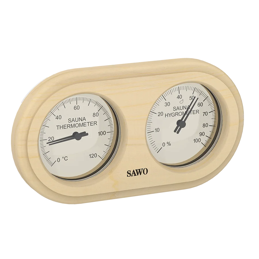 Sawo Thermo-Hygrometer Rounded Rectangle Hemlock 222-THH