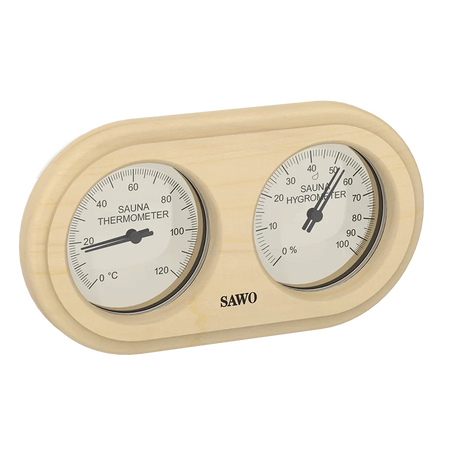 Sawo Thermo-Hygrometer Rounded Rectangle Hemlock 222-THH