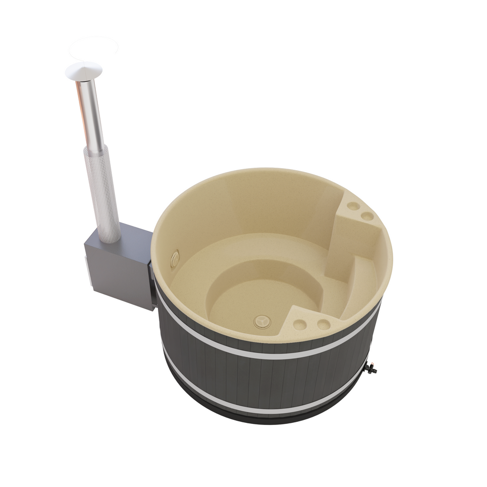 Kirami Comfort Family M | Badefassset mit Holzofen | 170 cm /  22 kW