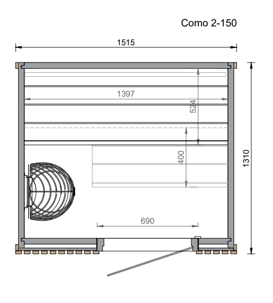 Leil® Como 150 | Design Sauna für den Innenbereich | 152 x 131 x 208 cm