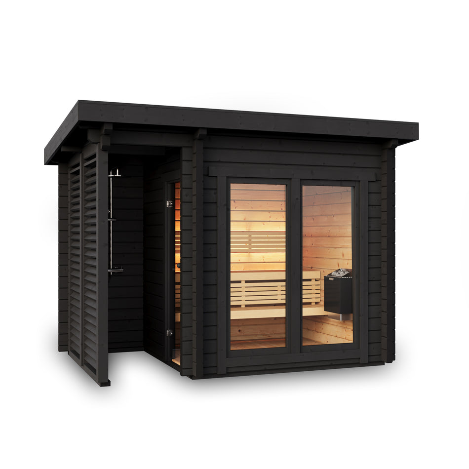 wellmia® Island | Gartensauna | 3,41 x 2,34 m | für 4 Personen