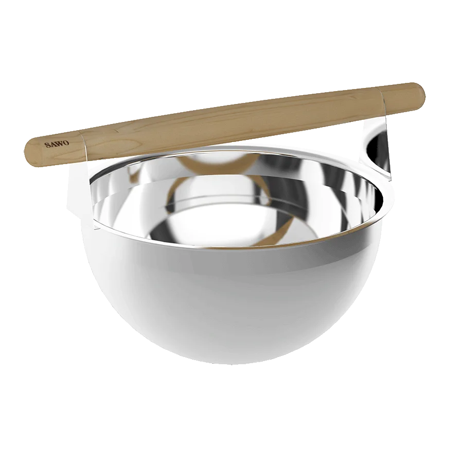 Sawo Saunakübel Edelstahl 5 L mit Holzgriff Hemlock 375-MH