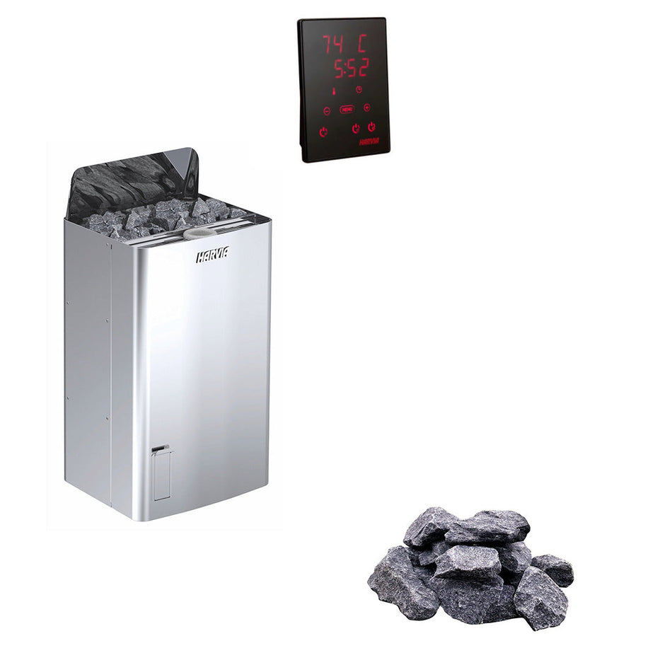 Harvia The Wall | Komplettset Sauna Combi Elektroofen mit Verdampfer Funktion - CX110C Bedienteil | 4.5 kW / 7 kW / 9 kW