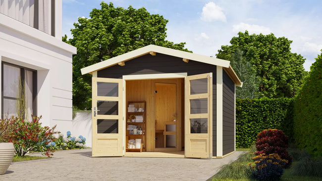wellmia® Svenson | Sauna Gartenhaus Bausatz | Fichtenholz