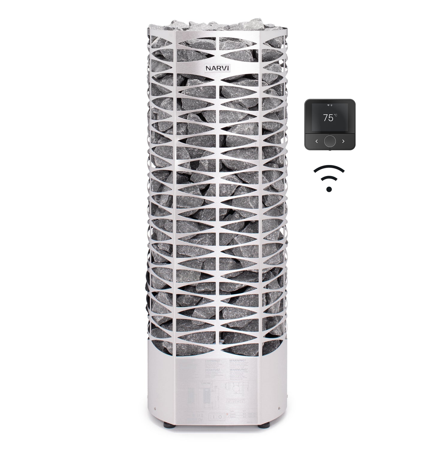 Narvi Saana Wifi | Saunaofen mit Narvi Flow Steuerung über Bedienteil und App | Edelstahl / Schwarz beschichtet | 6.8 kW / 9 kW