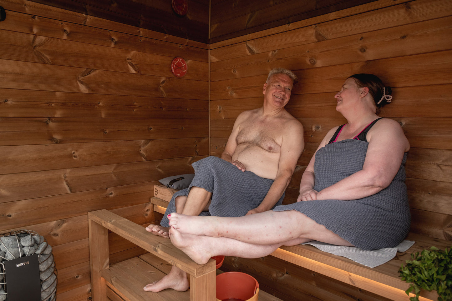 Harvia x Kirami FinVision Sauna M Dawn |  inkl. Harvia Spirit XW 9 kW Elektroofenset