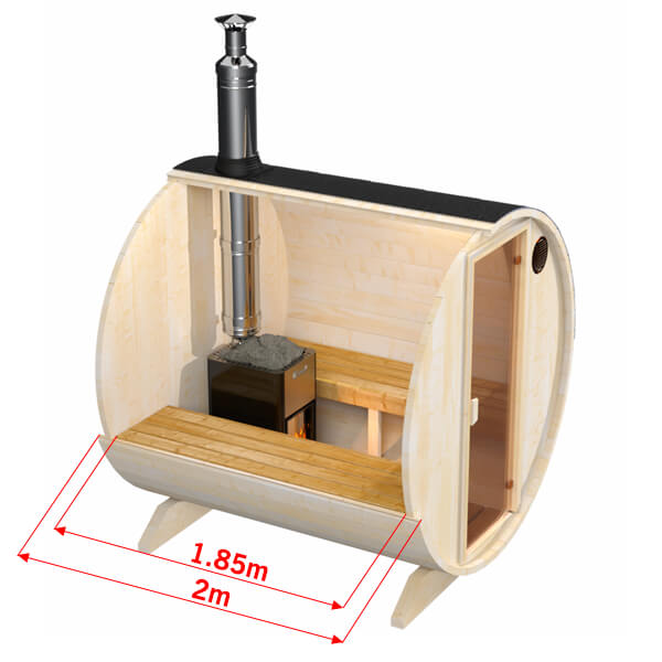 wellmia® Fasssauna Small | 200 cm für 4 Personen | Konfigurierbar