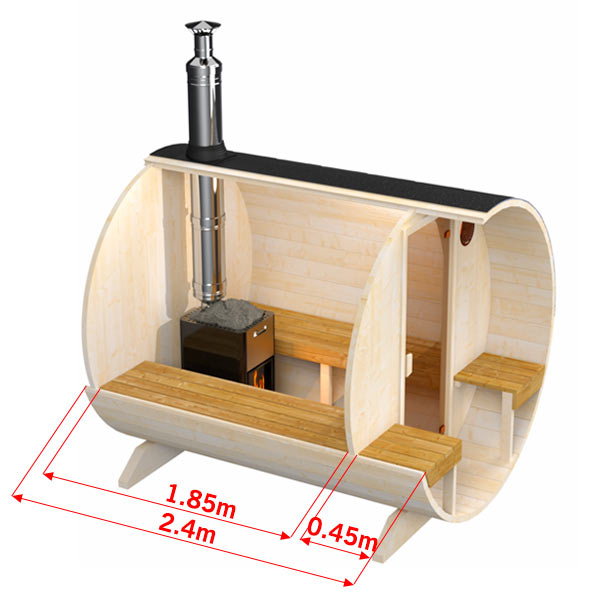 wellmia® Fasssauna Small Veranda | Saunafass mit Veranda konfigurierbar | 240 cm