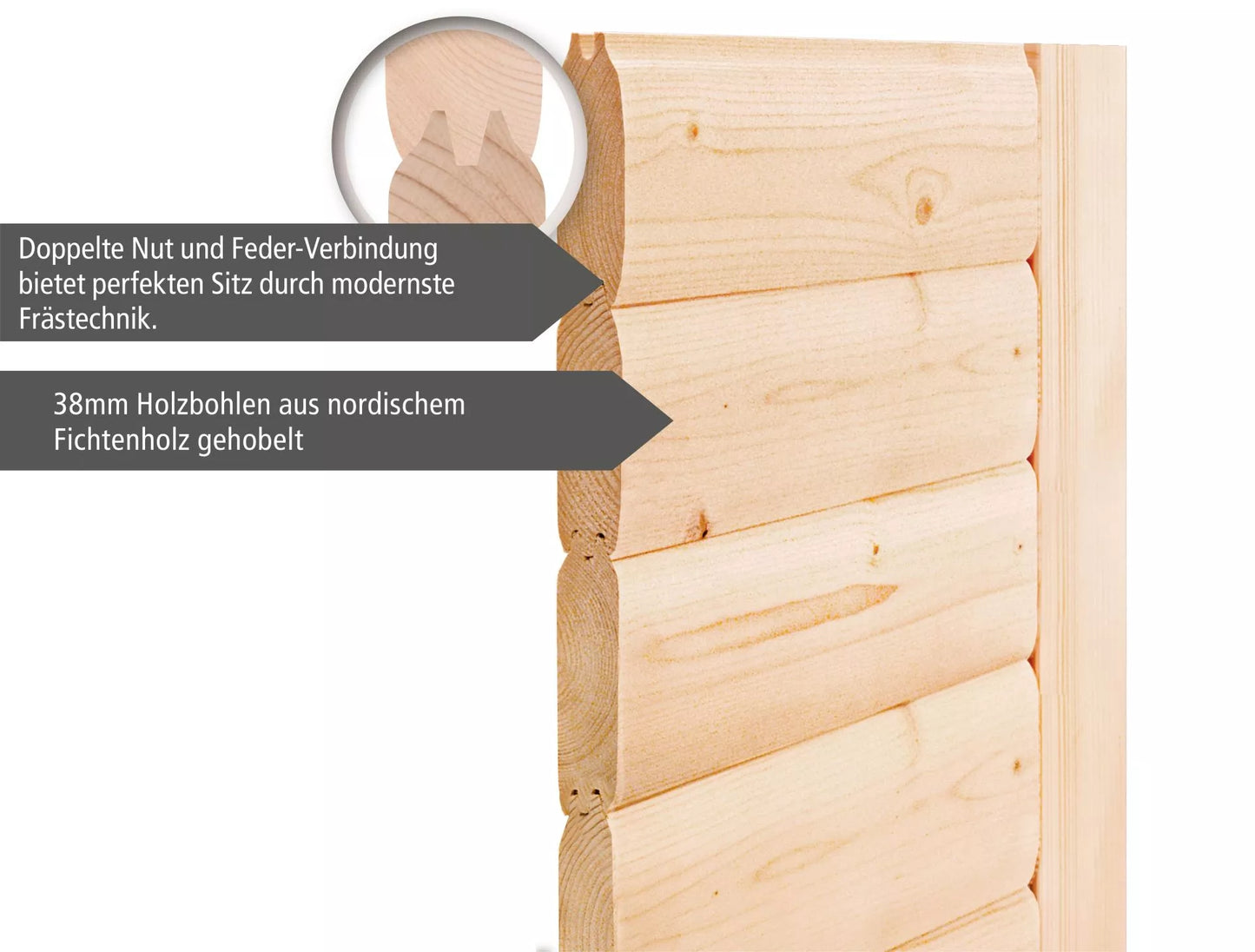 wellmia® Torge | Sauna Gartenhaus Bausatz | Fichtenholz