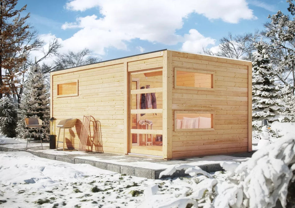 wellmia® Hygge | Sauna Gartenhaus Bausatz | Fichtenholz
