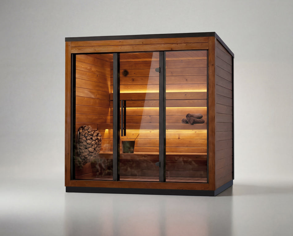 Leil® Aris Lite | Gartensauna für 4 Personen | 224 x 176 x 220 cm
