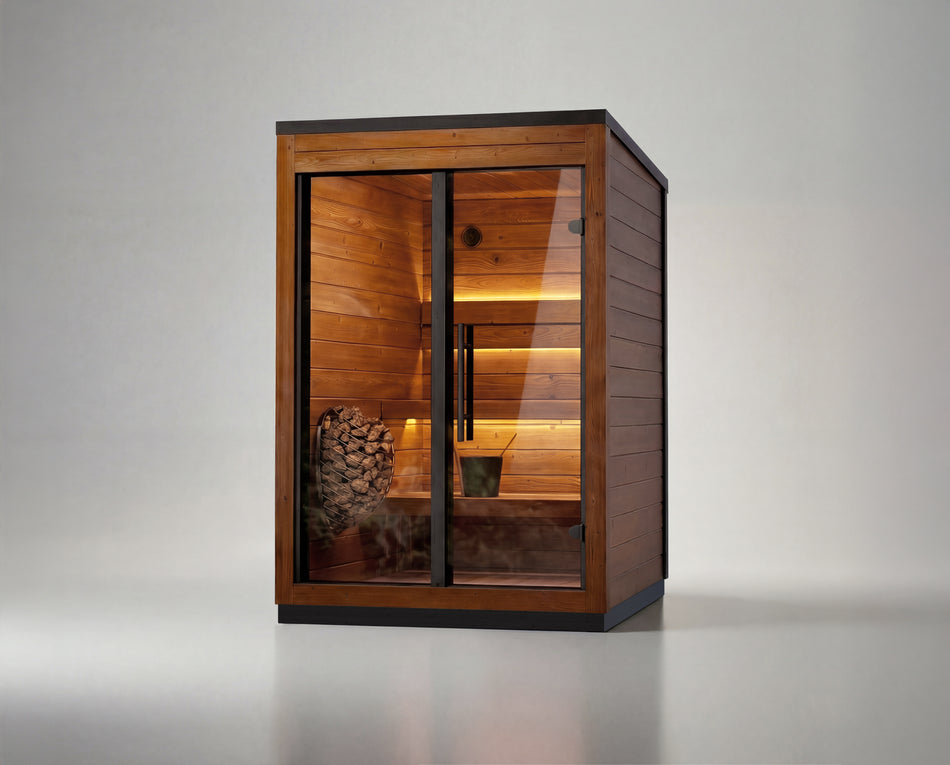 Leil® Aris Mini | Kleine Gartensauna für 2 Personen | 155 x 176 x 222 cm