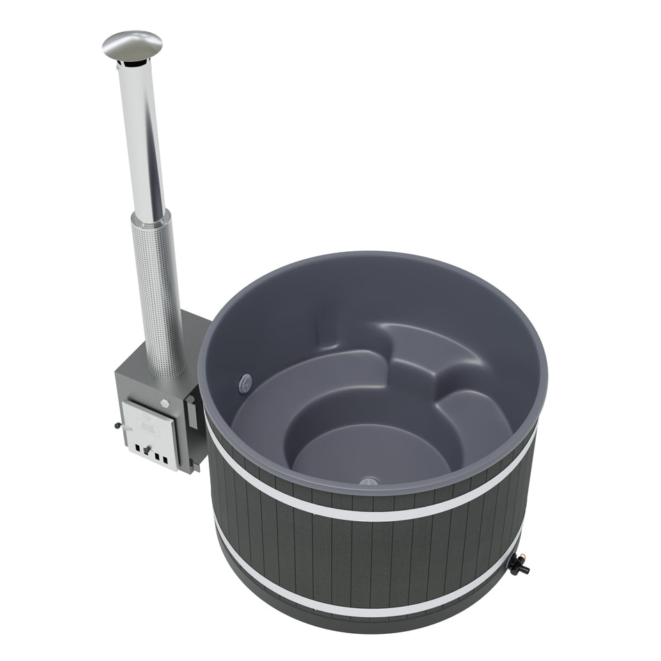 Kirami Comfort Steady M Badefass | Badefassset mit Holzofen | 170 cm / 29 kW