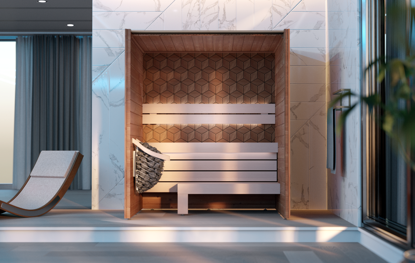 Leil® Como 180 | Design Sauna für den Innenbereich | 181 x 131 x 208 cm