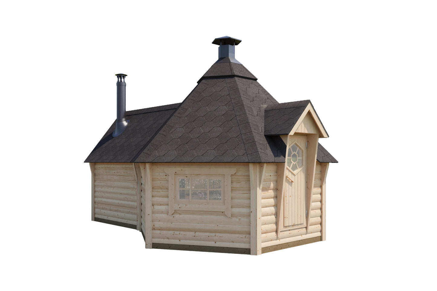 wellmia® Kota Taavi | Grillkota mit Sauna 13m² | 376 cm x 545 cm x 310 (B x T x H)