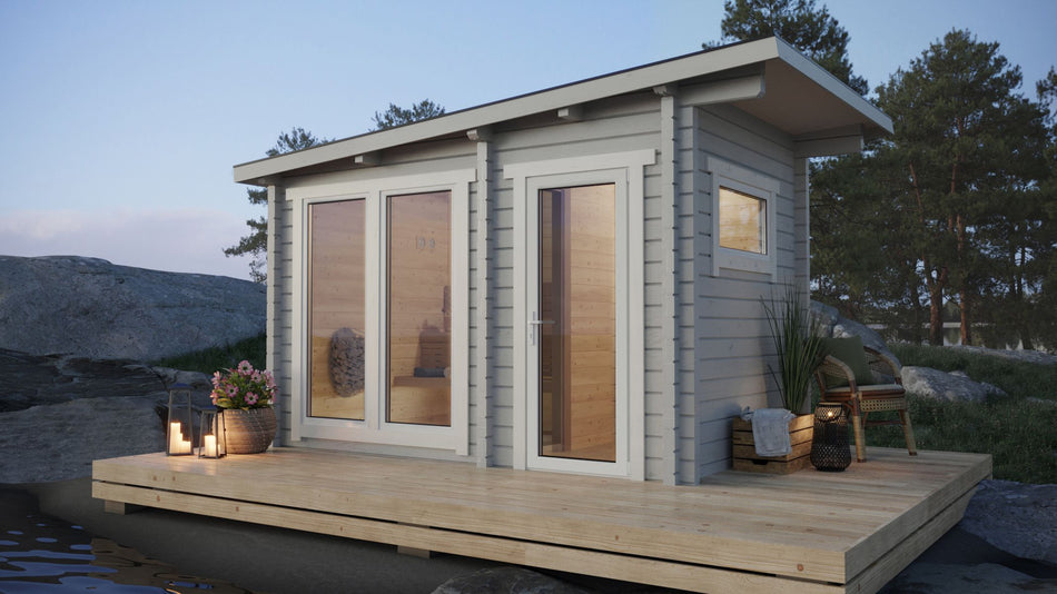 wellmia® Higi XL | Gartensauna | 3,44 x 2,09 m | für 4 Personen