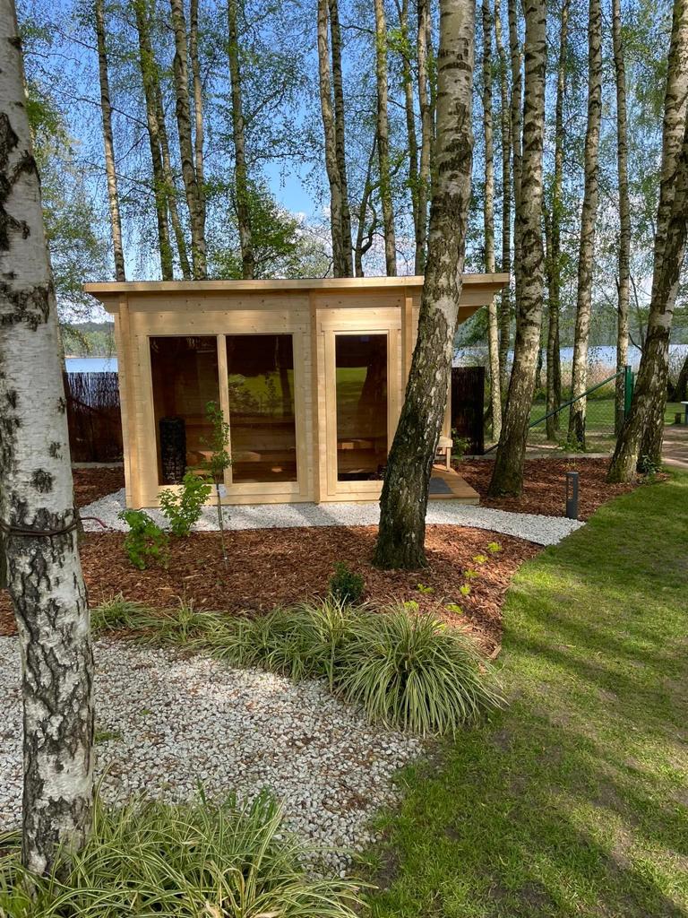 wellmia Halden | Gartensauna mit Vorraum aus Fichtenholz | versch. Maße