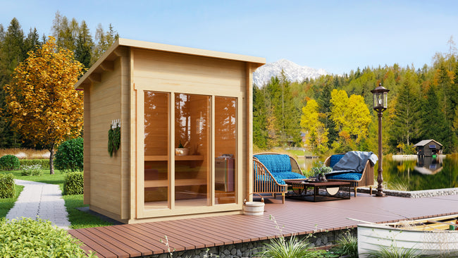 wellmia Halden XXS | Gartensauna Fichtenholz | 208 x 208 x 261 cm (B/T/H)