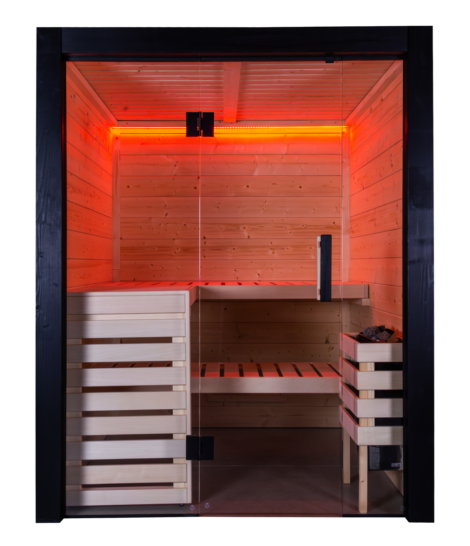 Harvia Family Small | Fichtenholz Innensauna Bausatz | 166 x 159 x 204 cm (B/T/H)