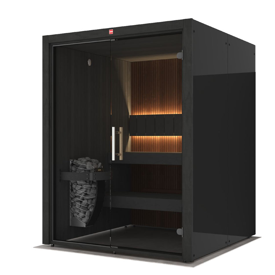 Harvia Urban Medium Black | Moderne Sauna | 160 x 160 x 206 cm (B/T/H) | URB1616FG