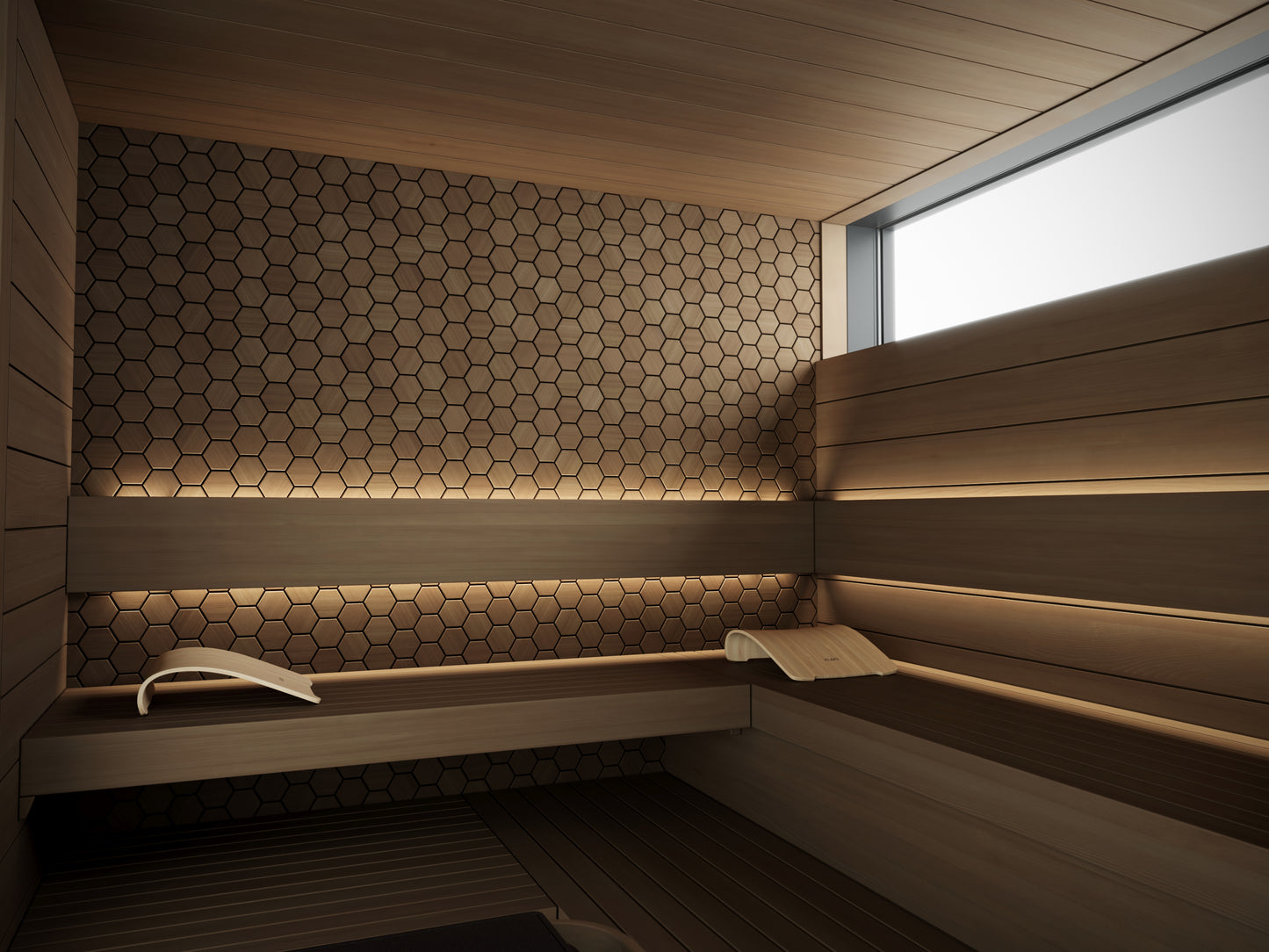 wellmia® Thermo Hexa S Light | Sauna Dekopaneel für die Wand und Decke | Thermo Abachiholz | 1,25 m2