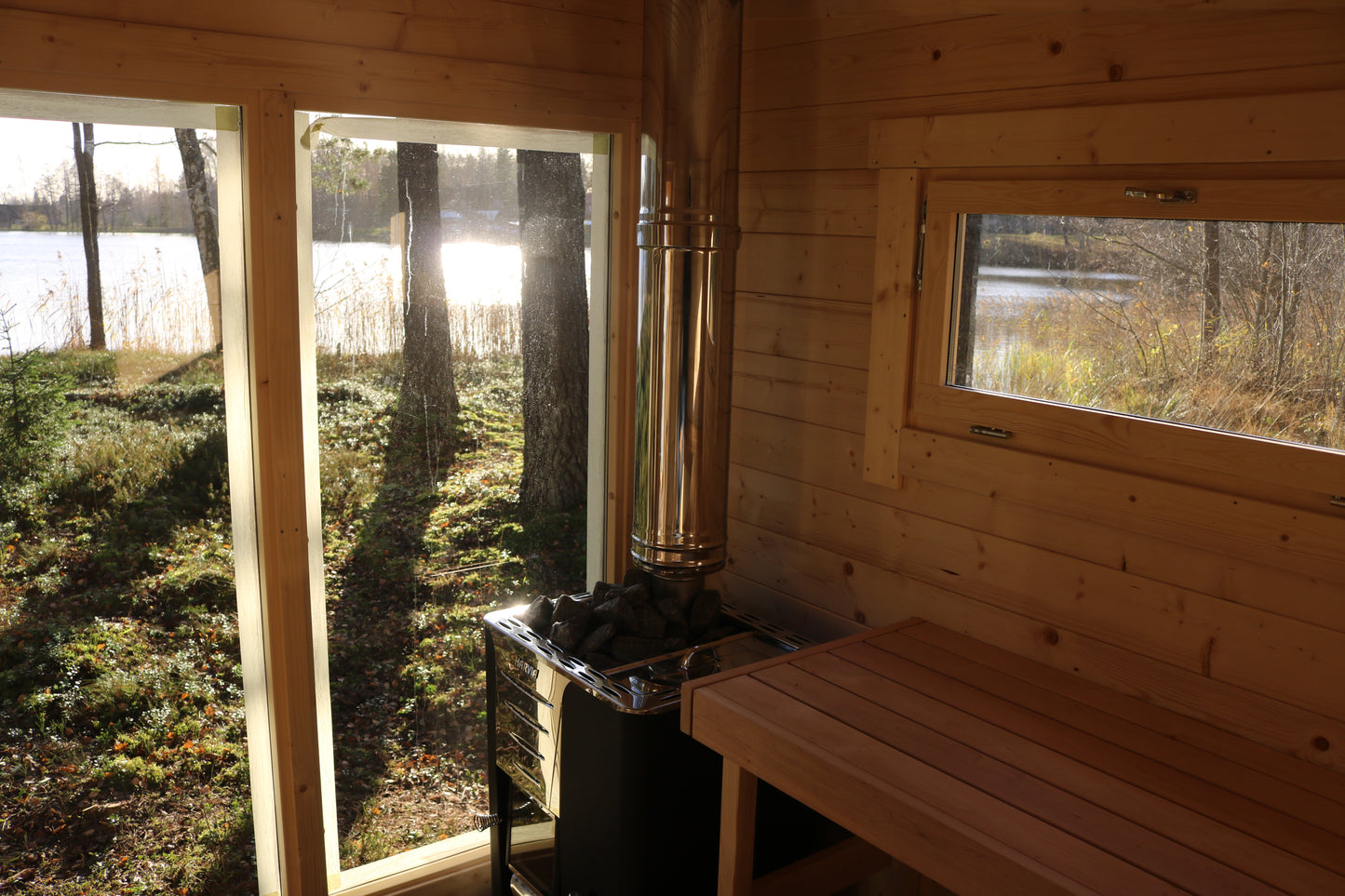 wellmia Halden XL | Gartensauna mit Vorraum und Überdach Fichtenholz  | 254 x 568 x 274 cm (B/T/H)