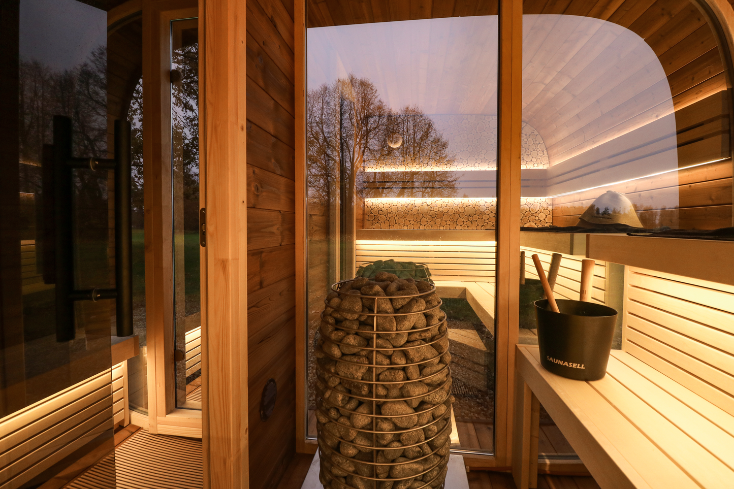 wellmia® Round Cube Double | Gartensauna aus Thermoholz Design |  versch. Maße