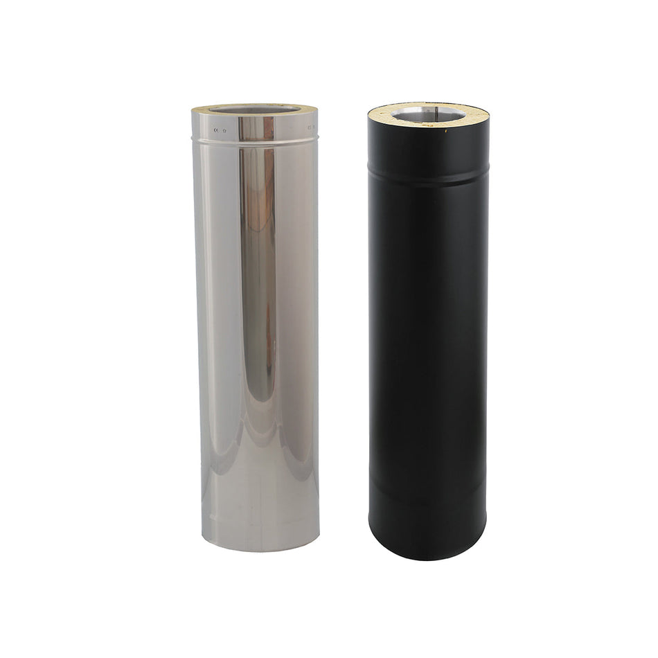 wellmia® Schornsteinrohr Verlängerung doppelwandig | Edelstahl Rohr für Schornstein | 25 cm / 50 cm / 100cm