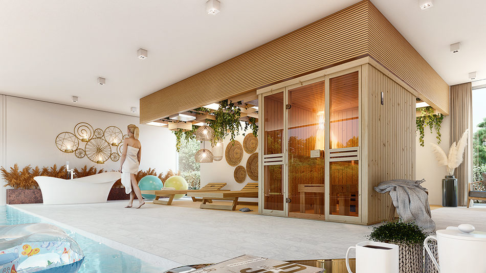 wellmia Calm | Innensauna Bausatz Fichtenholz | versch. Modelle