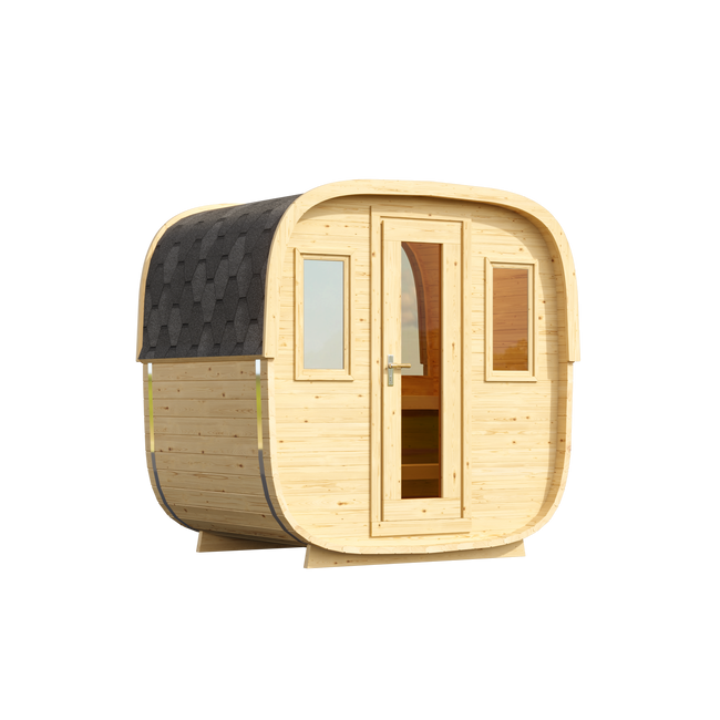 wellmia® Quadro+ Mini Fasssauna | Saunafass konfigurierbar | 168 cm