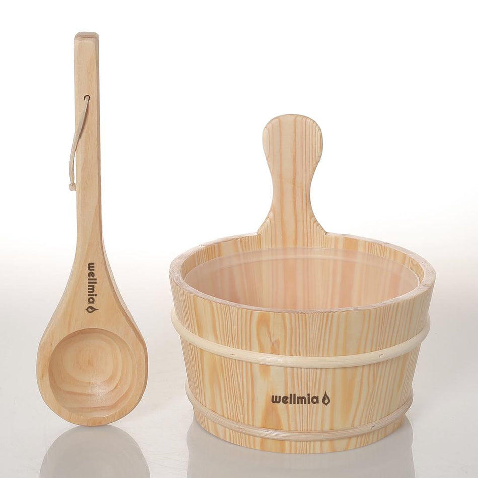 wellmia® Saunakübel Set mit Holzkelle