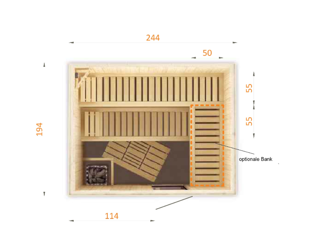 wellmia® Vital | Innensauna Bausatz Fichtenholz | versch. Modelle