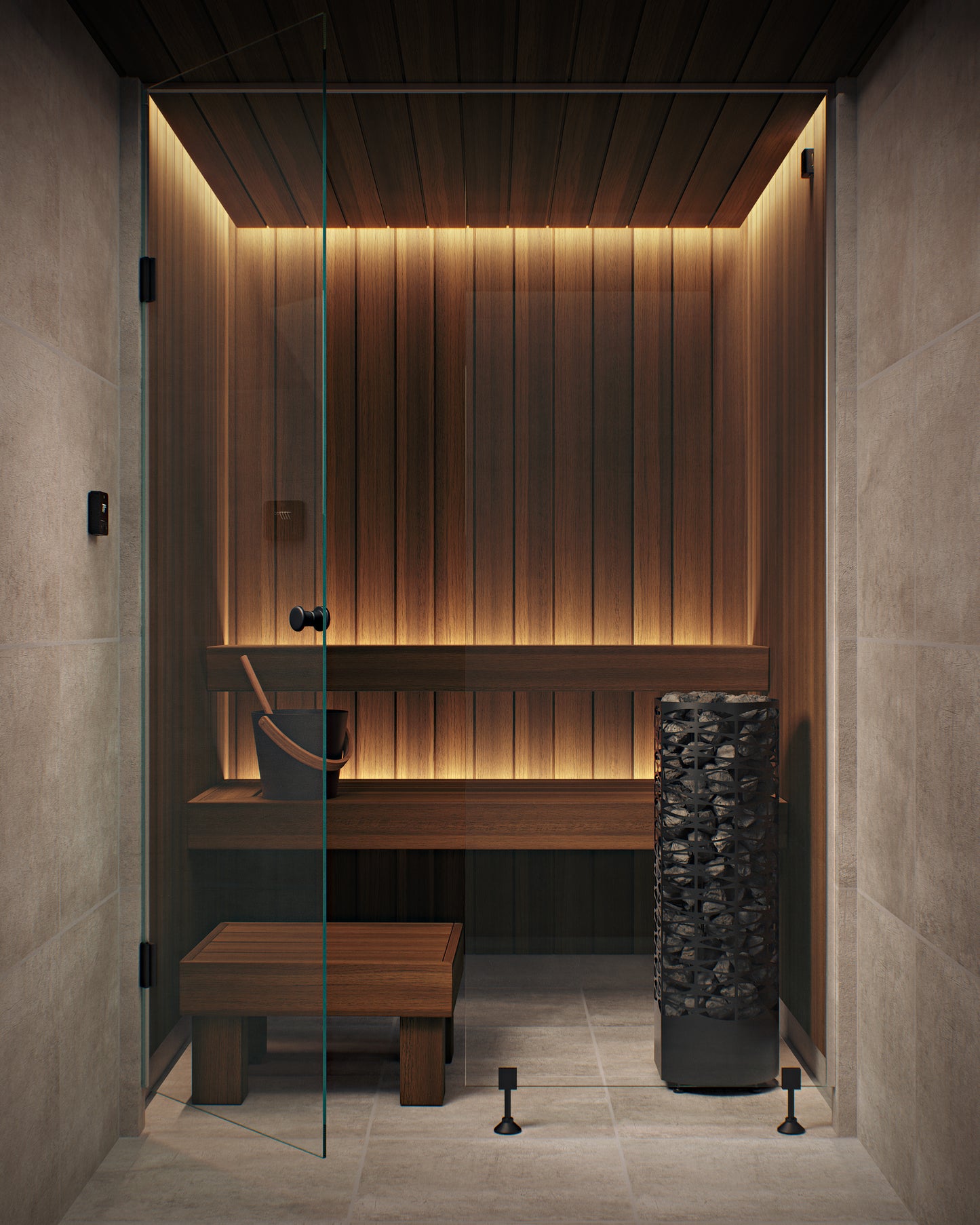 Narvi Saana Wifi | Saunaofen mit Narvi Flow Steuerung über Bedienteil und App | Edelstahl / Schwarz beschichtet | 6.8 kW / 9 kW